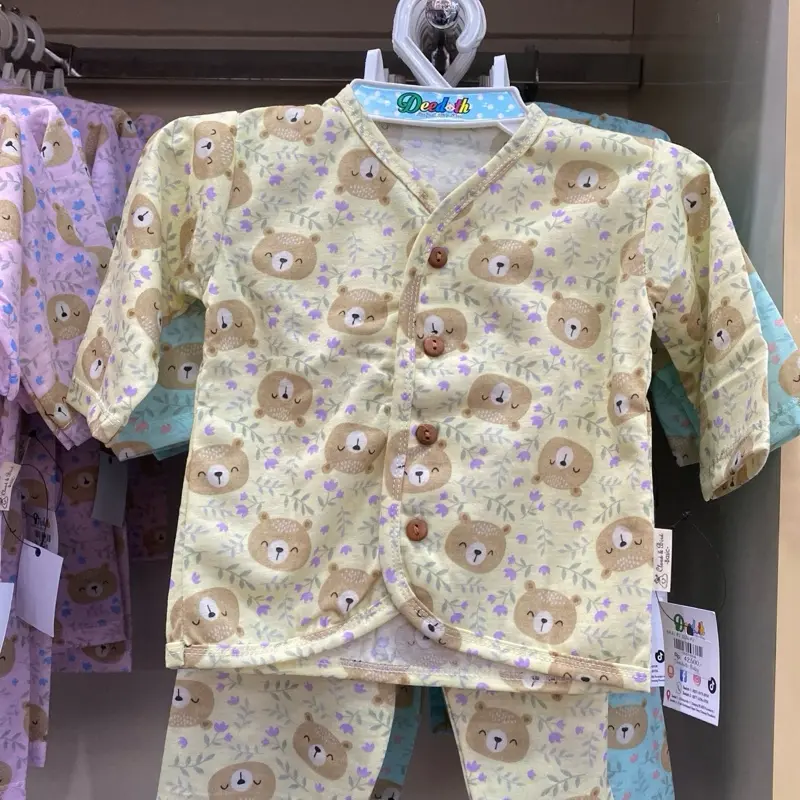 Setelan Piyama Baju Panjang Celana Panjang Motif Tedy Flower