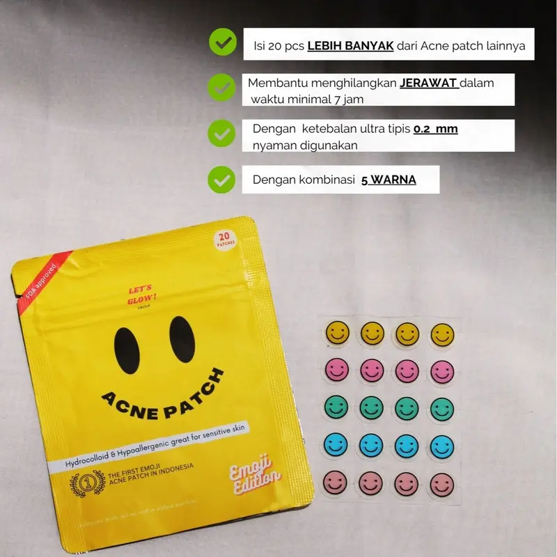 HYDROCOLLOID ACNE PATCH STIKER JERAWAT EMOJI LETS GLOW GROUP OBAT TOTOL JERAWAT OBAT JERAWAT 5