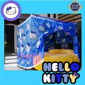 Kelambu Motif Karakter Hello Kitty Super Jumbo 200x200 180x200 - Perlindungan Nyaman