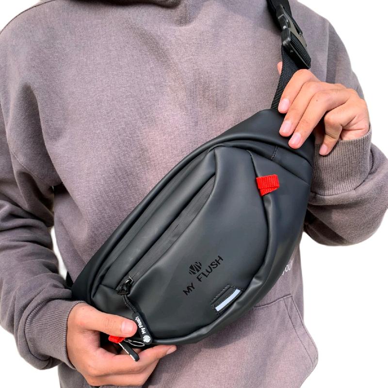 MyFlush Satchel Waistbag - Tas Selempang/Bahu Anti Air Unisex - Hitam, Slingbag 4