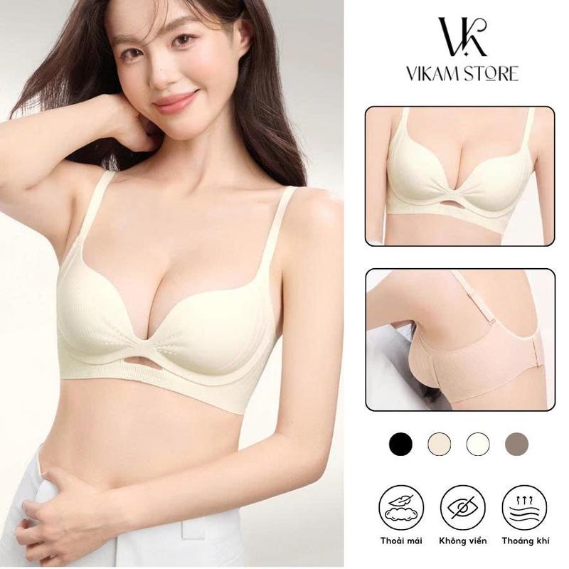 Vikam store Mã B71 Áo Ngực Nữ Su Đúc Mềm Mại Cao Cấp Áo Lót Nữ Mút 2Cm Nâng Dẩy Không Gọng Vikam Size 34-38 Màu Đen Trắng Hồng