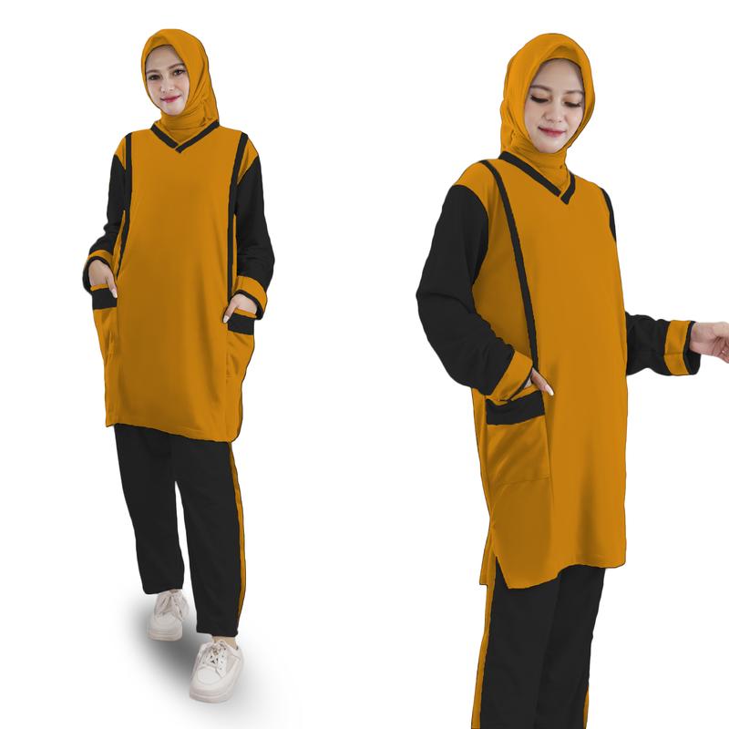 LM 17561-17569 Baju Setelan Wanita TUNIK MUSLIMAH SET JUMBO Tunic Bahan Babyterry Premium Big Size XL-XXXL 6
