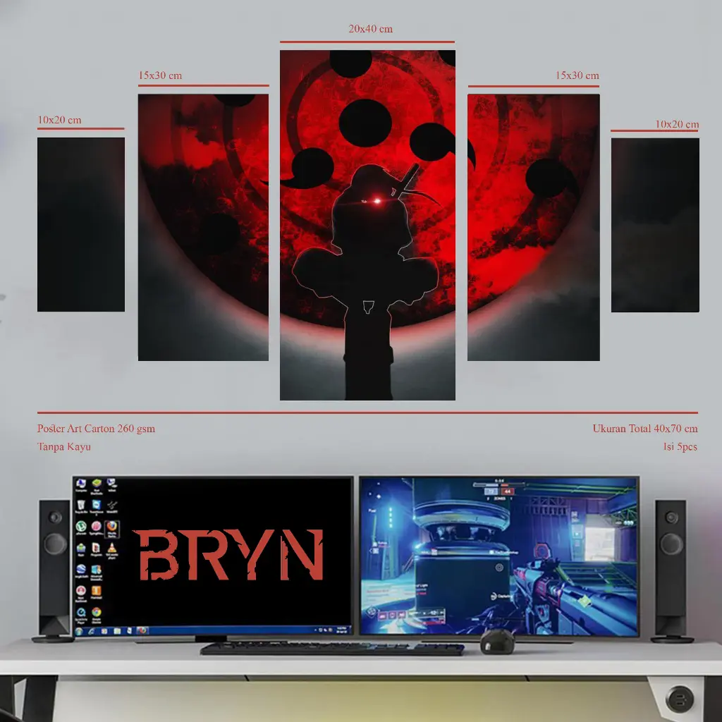 BARYON POSTER ITACHI UCHIHA NARUTO 1 Set Hiasan Dinding Pajangan Kamar Anime 5pcs