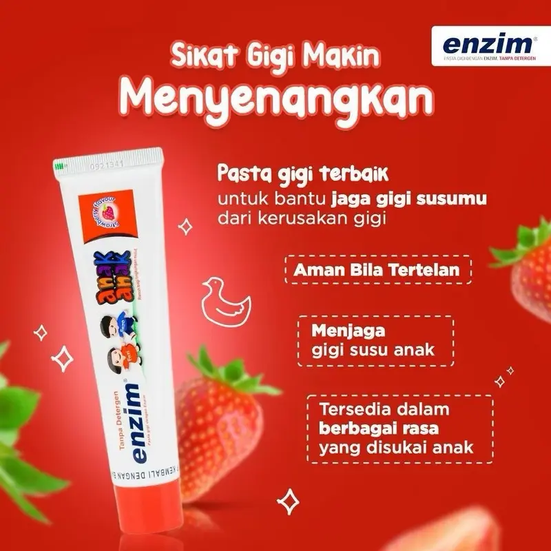 ENZIM MURAH TOOTHPASTE ANAK AMAN DITELAN MENCEGAH GIGI BERLUBANG TOOTH PASTE / PASTA GIGI 1