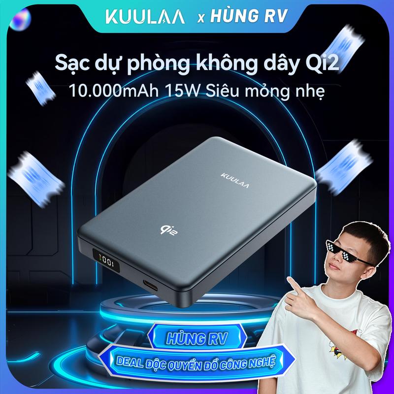   KUULAA x Hung.rv  Pin Sạc Từ Tính Qi2 Được Chứng Nhận 10000mAh Tương Thích Với iPhone 12   13   14   15   16 17 Điện Thoại Android Bộ Sạc Cầm Tay Siêu Mỏng Sạc Nhanh 15W MagSafe & 20W USB-C Thiết Kế Công Thái Học 