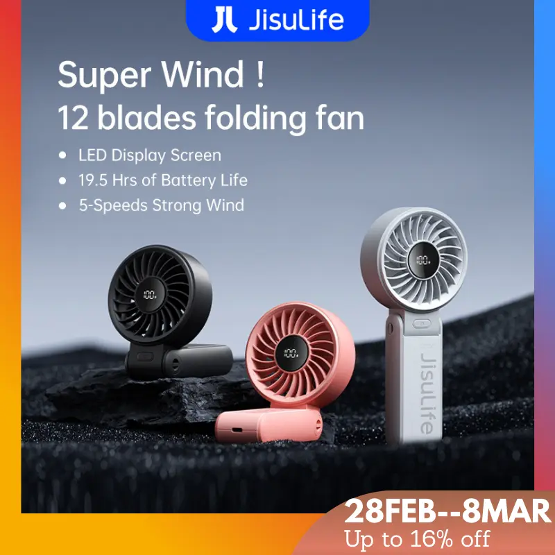 thumbnail image 2 of 360° Bladeless Mini Handheld Fan – USB Rechargeable, Portable, 3 Speeds, 8-Hour Timer 2 of 5