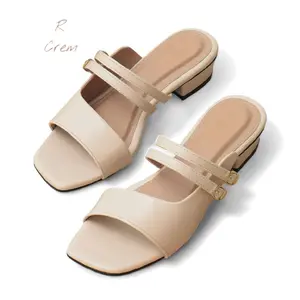 Sandal Wanita Hells 3cm Korea Kekinian Premium R Crem dengan Desain Modern dan Nyaman untuk Dipakai Sehari-hari