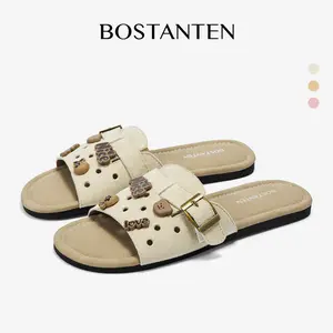 [LuxChoco Berry Sandal] BOSTANTEN Sandal Wanita Flat Sandal Soft Sole Cute DIY Cocok untuk Pantai