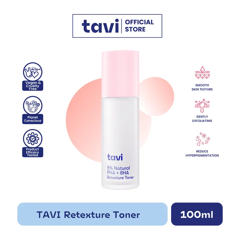 TAVI 5% Natural PHA + BHA Retexture Toner 100ml - Kulit Halus Glowing 0