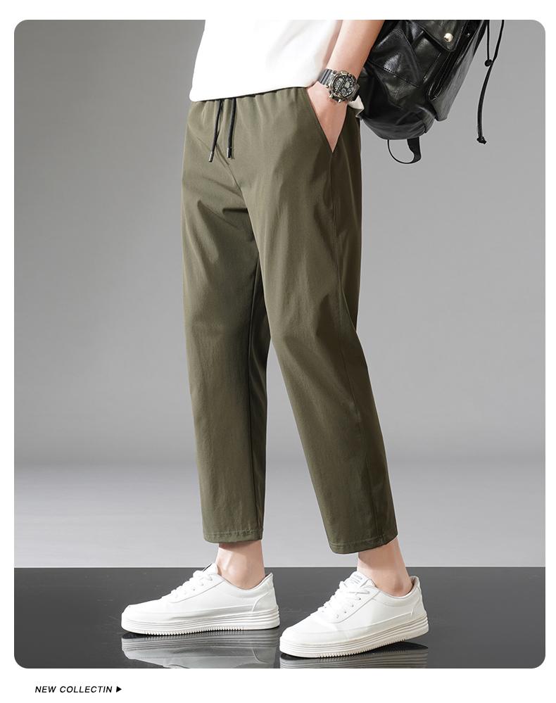 Product Introduction of M-8XL new nylon four-sided elastic summer men's casual sports nine-point pants ice silk small feet men's pants secondary development plus size 17