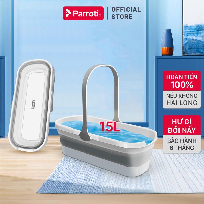  Xô Nước Gấp Gọn Đa Năng 15 Lít Xô Đa Năng Vệ Sinh Nhà Cửa Xô Giặt Lau Nhà Chùi Kính Xô Để Ô Tô Kích Thước 58cm x 26cm x 19cm Parroti Extra - XT02 