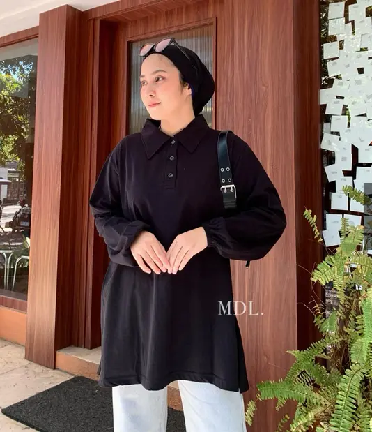 KAOS OVERSIZED COMBED KERAH KANCING KAOS POLLO DAILY TOP JUMBO XXL BASIC POLOS TANGAN PANJANG 30S naydee 3