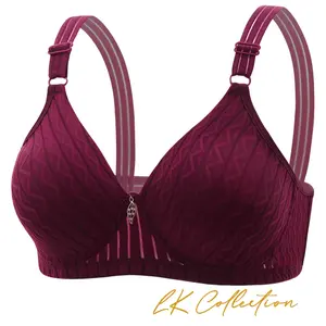 Bra Wanita Elegan Ukuran Big Size Motif Zig Zag Tanpa Kawat Busa Lembut Bh Push Up Elastis