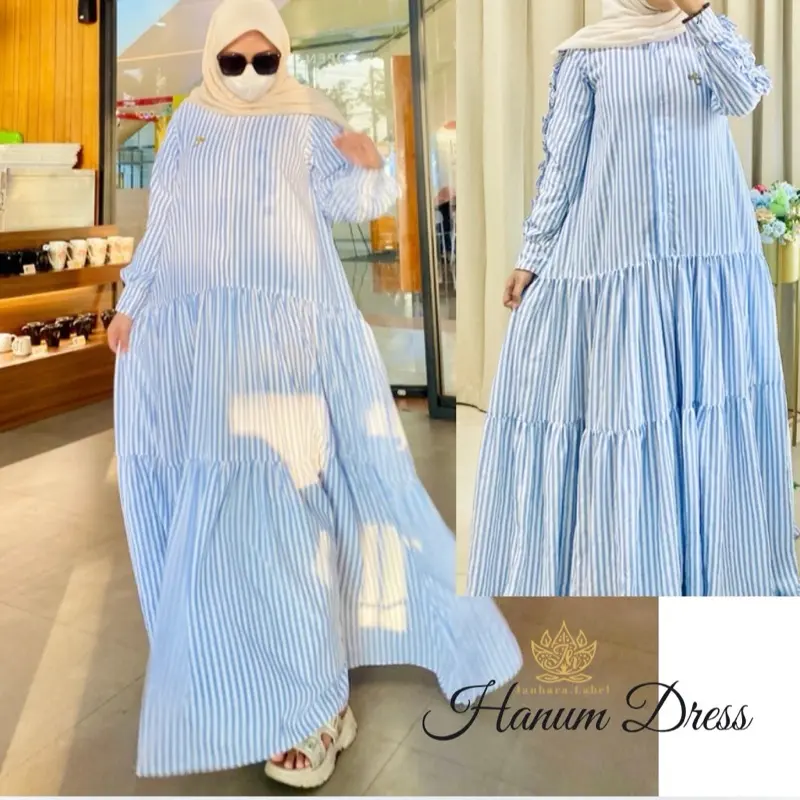 Hanum dress bawah lebar busui gamis salur