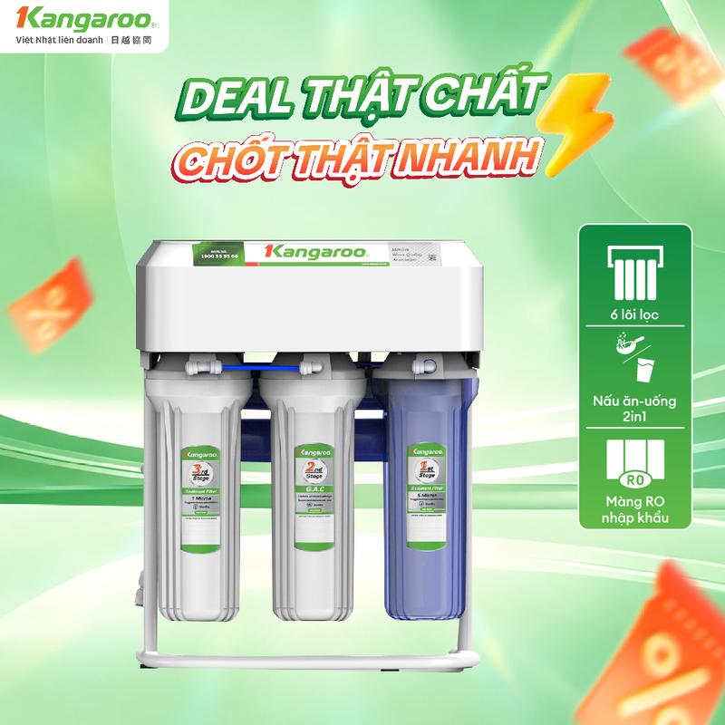 KGRP68EC Máy lọc nước RO 6 lõi Kangaroo KGRP68EC - 2 in 1 vừa dùng uống trực tiếp vừa dùng để nấu ăn.