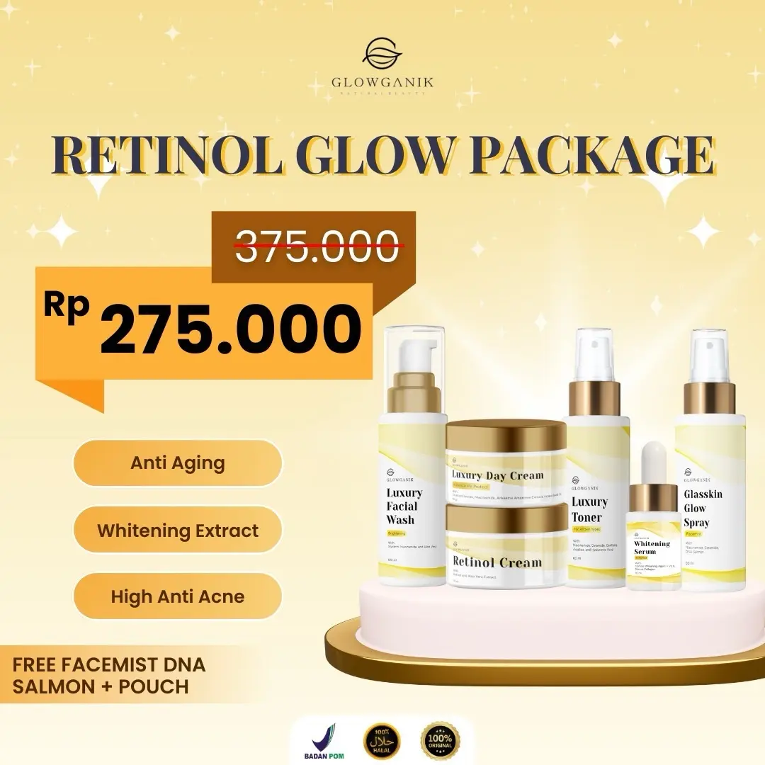 【 BPOM 】PAKET RETINOL GLOW BEBAS FLEK FREE SERUM FREE GLASSKIN GLOW FACE MIST |  GLOWGANIK Semua Jenis Kulit Pemutihan
