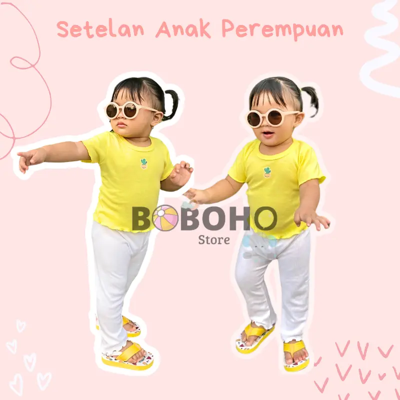 BOBOHO - Legging Kriwil Casual Anak Perempuan Lokal Bahan Rib Tebal / Celana Legging Polos Bayi / Legging Anak 3