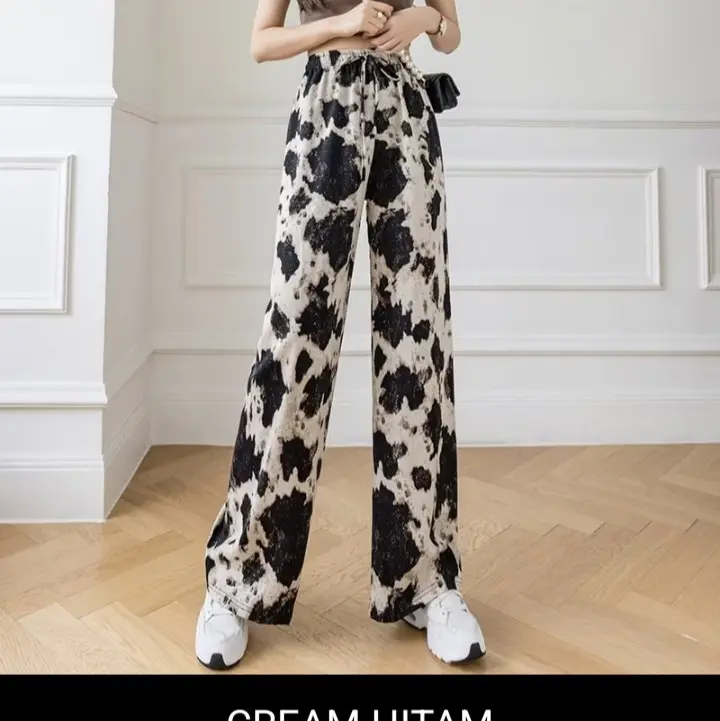 Celana panjang wanita corak bahan Halus Adem motif lukisan 4