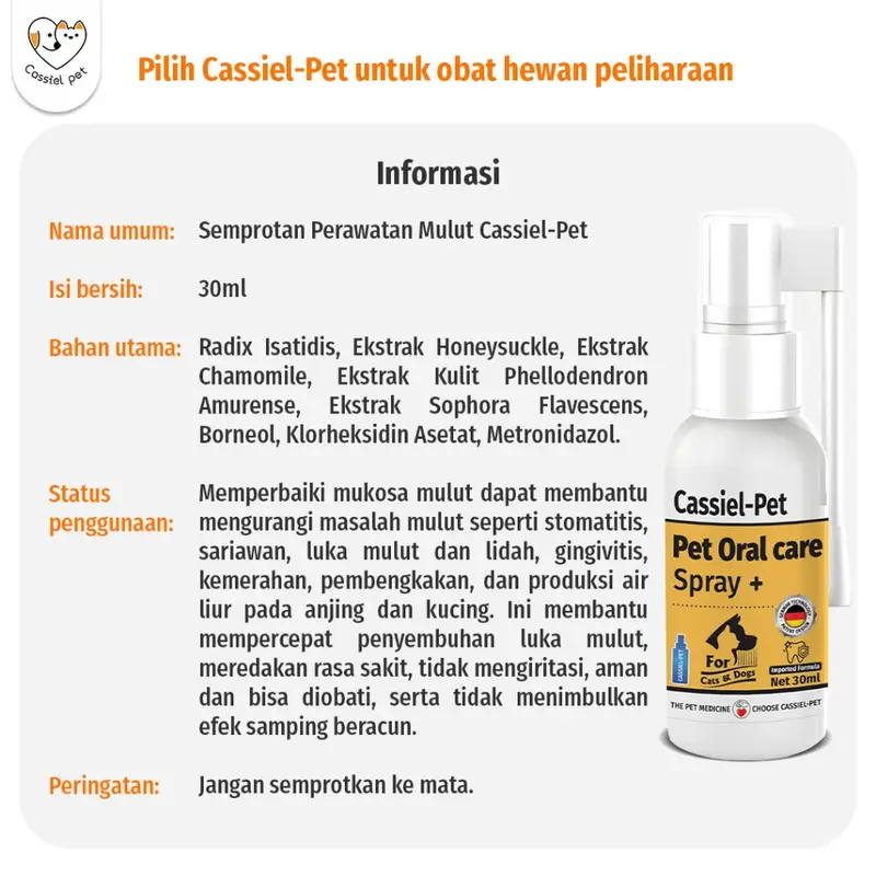 Cassiel Pet Penghilang Bau Mulut Air Liur Radang Tenggorokan Sakit Gigi Pembersih Kerak KucingAnjing 8