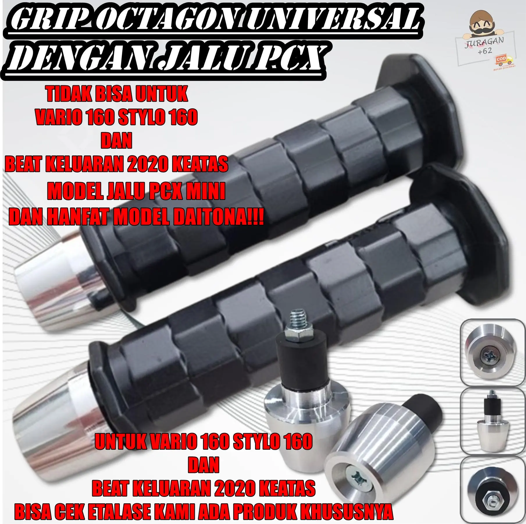 HANDFAT OCTAGON JALU STANG HANDGRIP GRIP MOTOR UNIVERSAL BEAT VARIO MIO FILANO GENIO NMAX PCX PNP