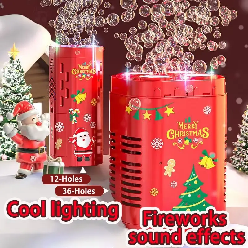 Bisperas ng Bagong Taon regalo mga paputok bubble machine 36/12 hole direct charging ganap na awtomatikong bubble machine makulay na light imitation