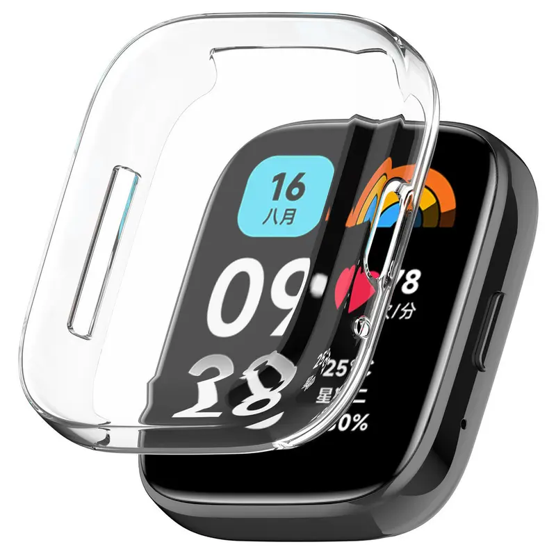 TPU Bumper Case with Film for Redmi Watch 3 ACTIVE / Redmi Watch 3 Lite Screen Protector Cover Khusus Xiaomi Redmi Watch 3 Active Bahan Pelindung Jam Smartwatch Accessories  Hitam 3