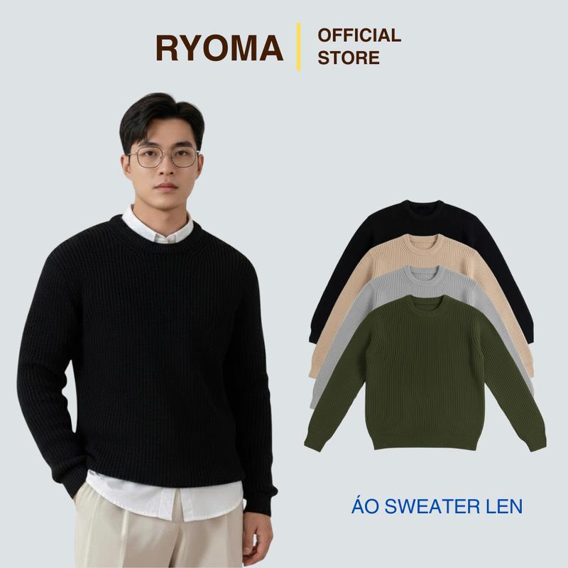 Áo Len Sweater RYOMA, chất len lông cừu, dày dặn, ấm áp, form dáng rộng, phong cách Hàn Quốc NLH-01