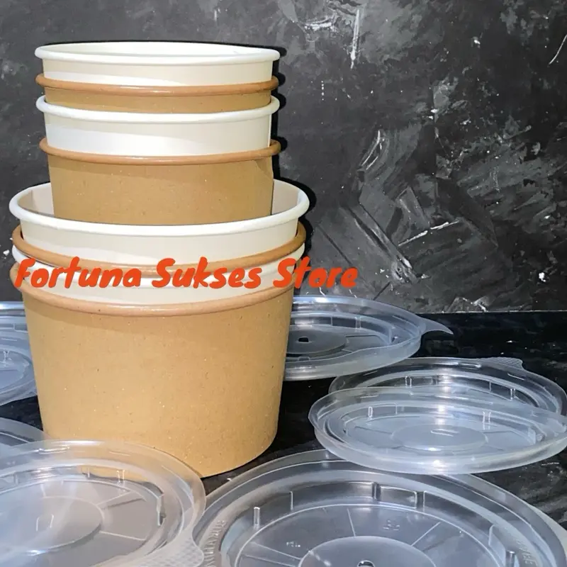 ISI 25pcs - Paper Bowl Craft 360ml 500ml 650ml 800ml - Paper Bowl Putih 360ml 500ml 650ml 800ml - Paper Bowl Polos - Paper Bowl Putih 1