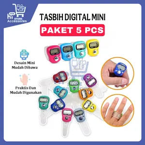 ( Paket 5 Pcs ) Tasbih Digital Mini / Alat Hitung Manual Digital / Tally Counter Tasbih