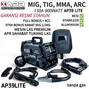 Raja mesin las APR AP39 lite PRO MIG TIG MMA ARC 130A 900WATT garansi 5thn full bonus welding machine Canggih