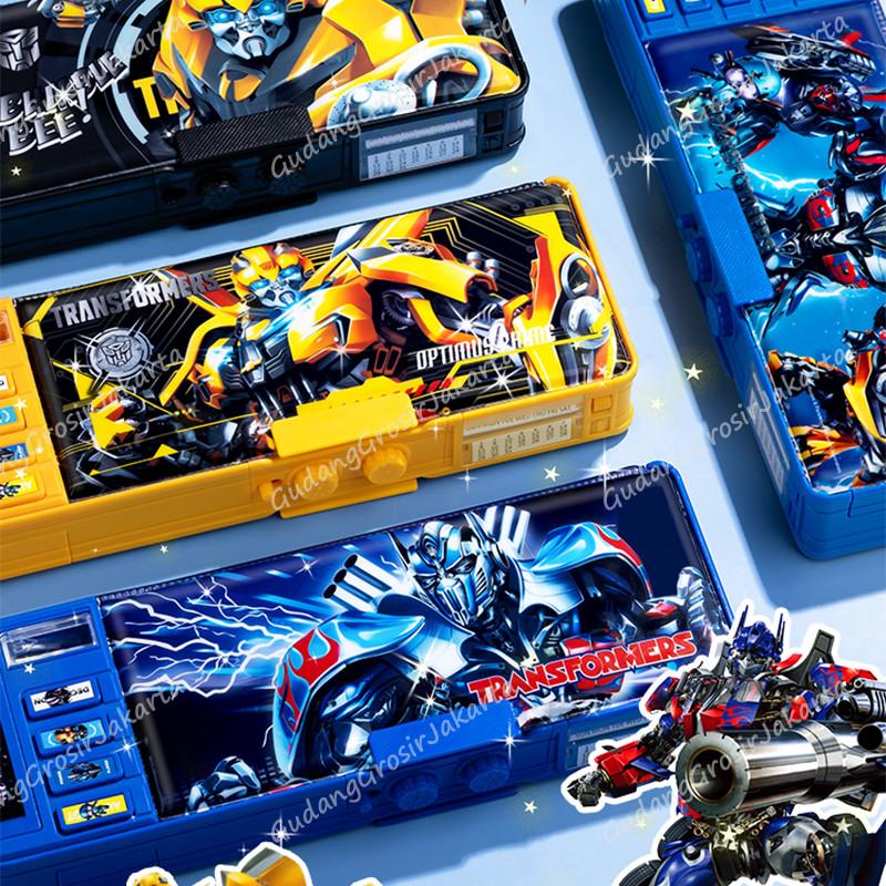 Kotak Pensil Multifungsi Motif Kartun Untuk Anak Laki-Laki /Transformer Password Pencil Case /Tempat Pensil Magnet Sandi Multifungsi Motif Kartun Untuk Anak Laki-Laki 0