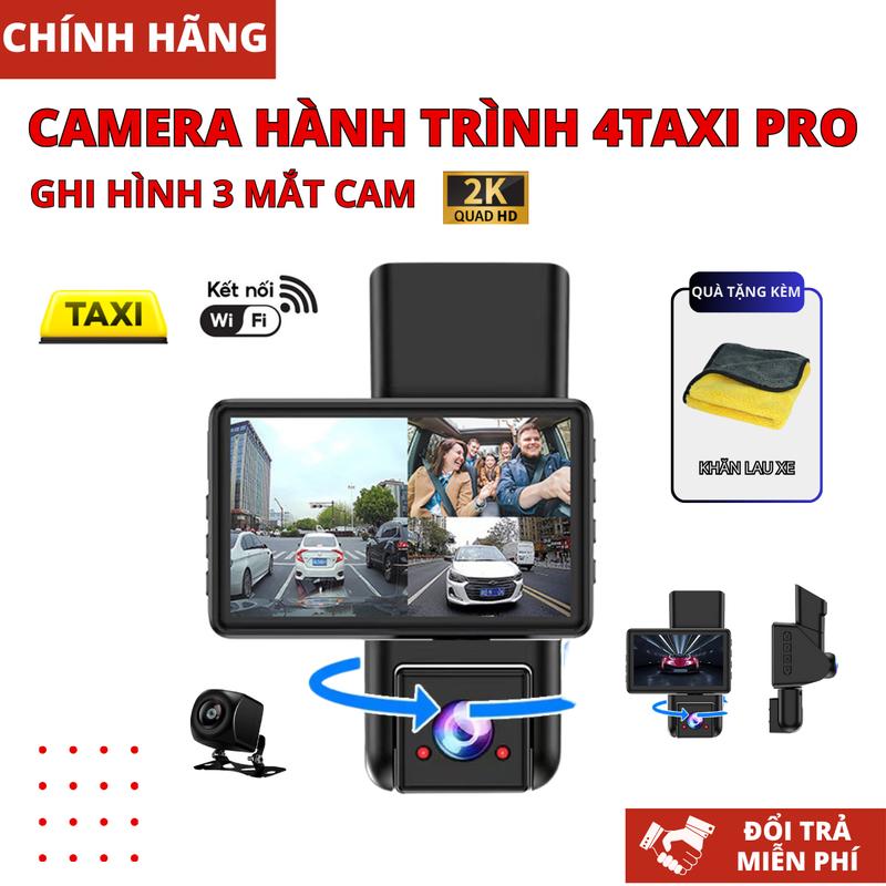 Camera hành trình XETABON 4TAXI Pro 3 mắt Ghi hình 2K Có kết nối điện thoại cam lùi Full HD bảo hành 12 tháng 