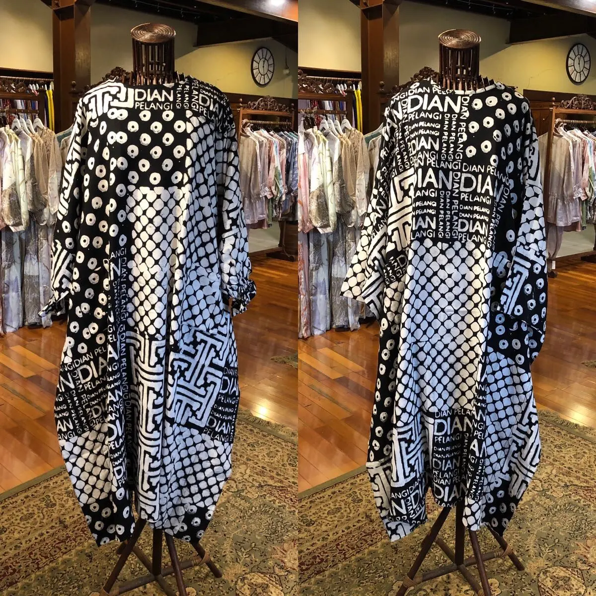 Triana kaftan rayon  motif batik pali dian pelangi, ukuran all size ld free besar jumbo sampai 160 cm, panjang baju 125 cm, lengan panjang biasa dan lengan panjang karet                 MOTIF RANDOM, Maksudnya motif warna sama. Hanya beda di letak posisi