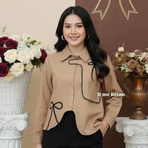 FUJI KEMEJA Atasan Wanita Kemeja Pita Bordir Purelinen - Baju