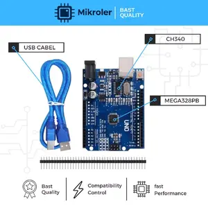 Uno R3 - Arduino Uno Complatible Atmega328p CH340 dengan Kabel Cable SMD version microcontroler