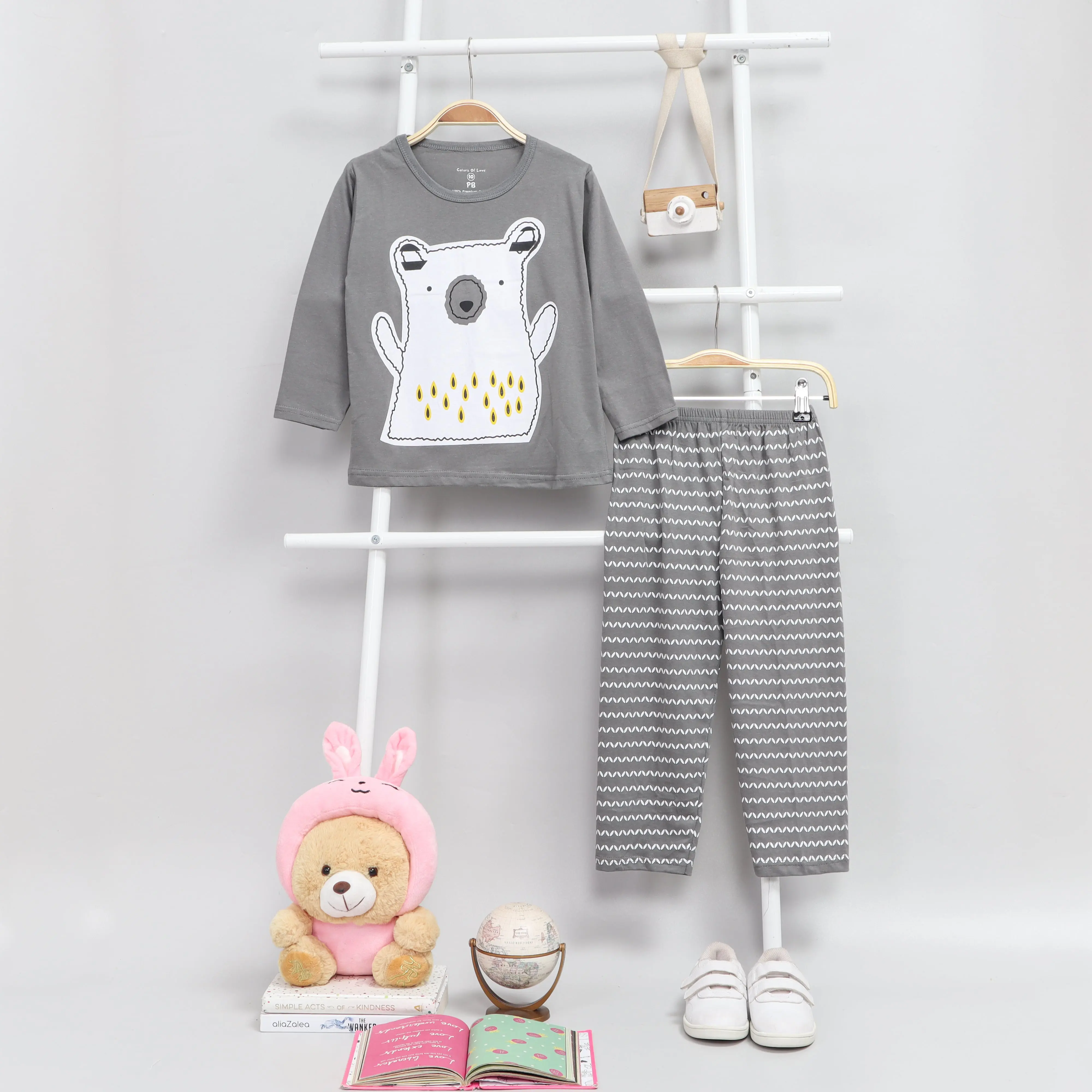 Peachbello Polar Bear Pakaian Anak Laki-Laki Piyama Kaos Fashion
