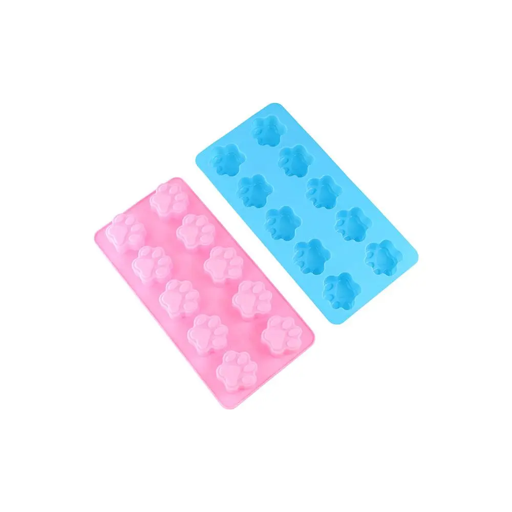 Cute Silicone Bone Ice Trays High Temperature Resistance Rectangle Dog Paw Baking Moulds DIY Easy Demoulding Candy Mold Cookies