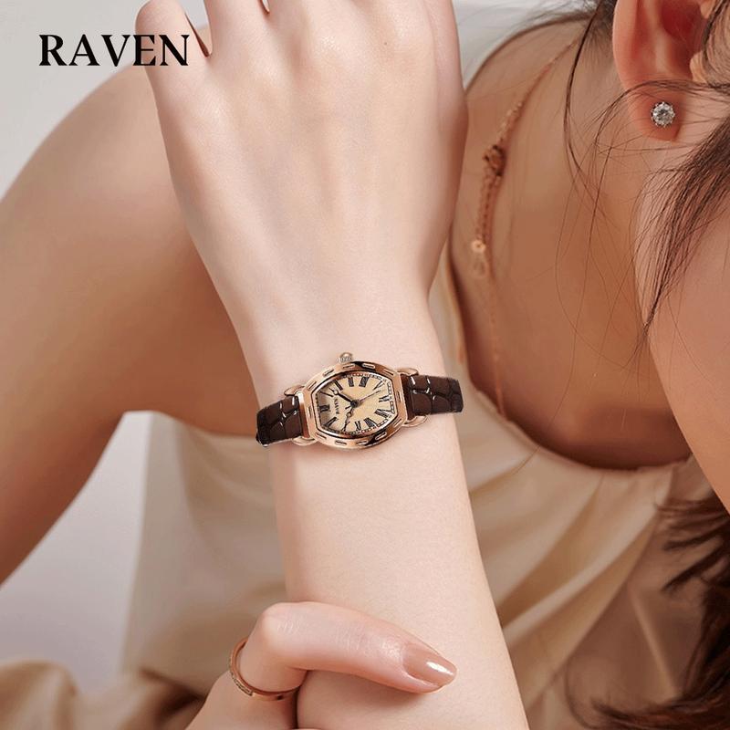 Product Introduction of RAVEN Jam Tangan Wanita Anti Air Kuarsa Antik Kasual Tali Kulit Jam Tangan Cewek Original 3