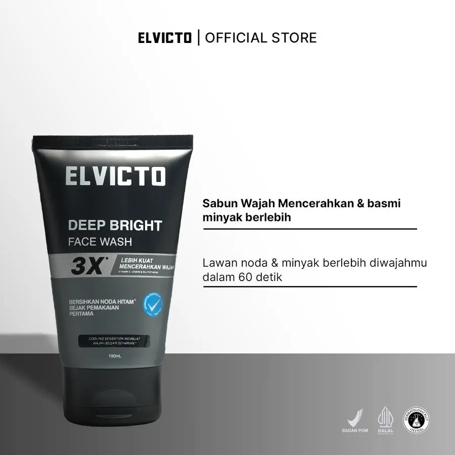 [NEW PACKAGING & NEW FORMULATION] ELVICTO DEEP BRIGHT FACE WASH | Facial Wash Pria untuk Kulit Kusam & Berminyak