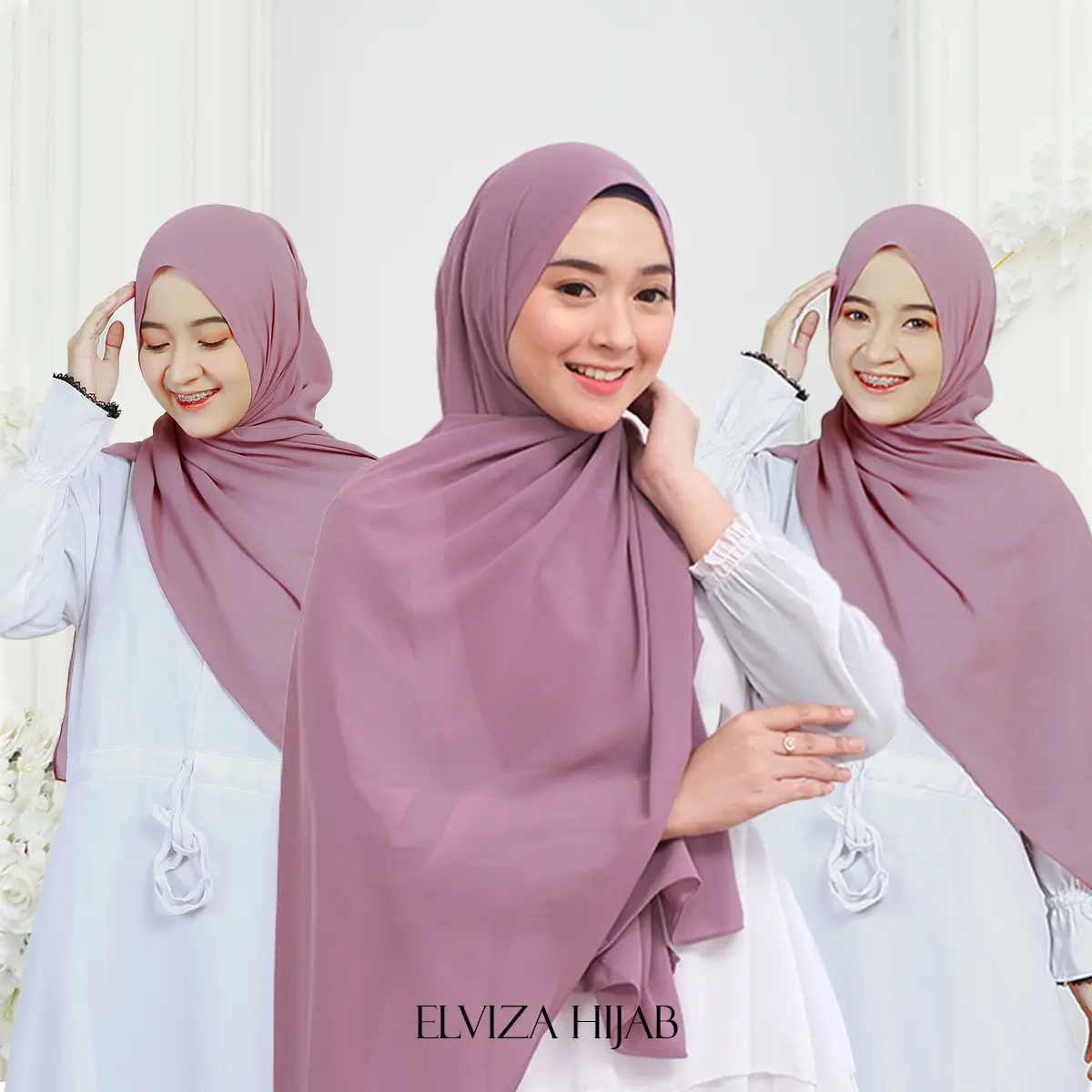 Elviza - Pashmina Ceruty BabyDoll/Hijab Pashmina Ceruty Syal/Panjang Muslim Kerudung Syal Wanita Syari Ceruti