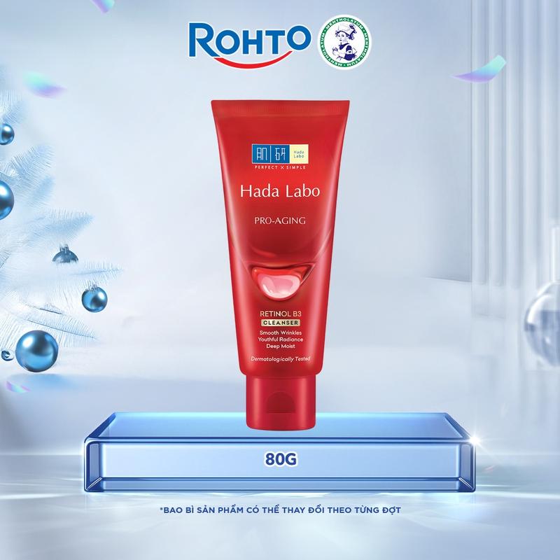 Sữa rửa mặt cải thiện dấu hiệu lão hóa dạng kem Hada Labo Pro-Aging Retinol B3 Cleanser 80g
