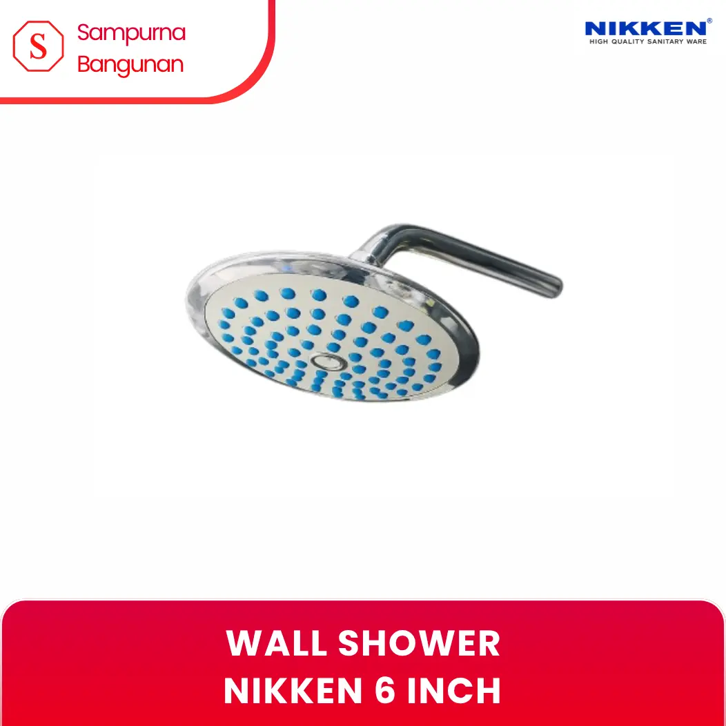 Wall Shower Nikken 6 Inch Bulat Rain Shower Kepala Shower Kamar Mandi Chrome