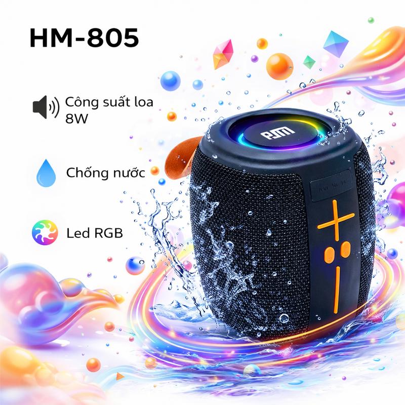 Loa Bluetooth Không Dây HM805, Bass Mạnh, Công Suất Cao Chống Nước, LED Nháy Theo Nhạc