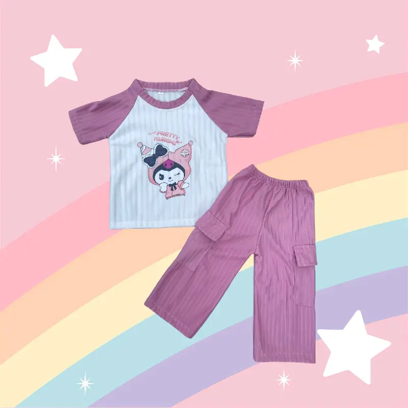 Setelan Anak Kuromi Knit Cargo Perempuan Usia 1-10 Tahun Size 246810 - Katun - Bayi 5