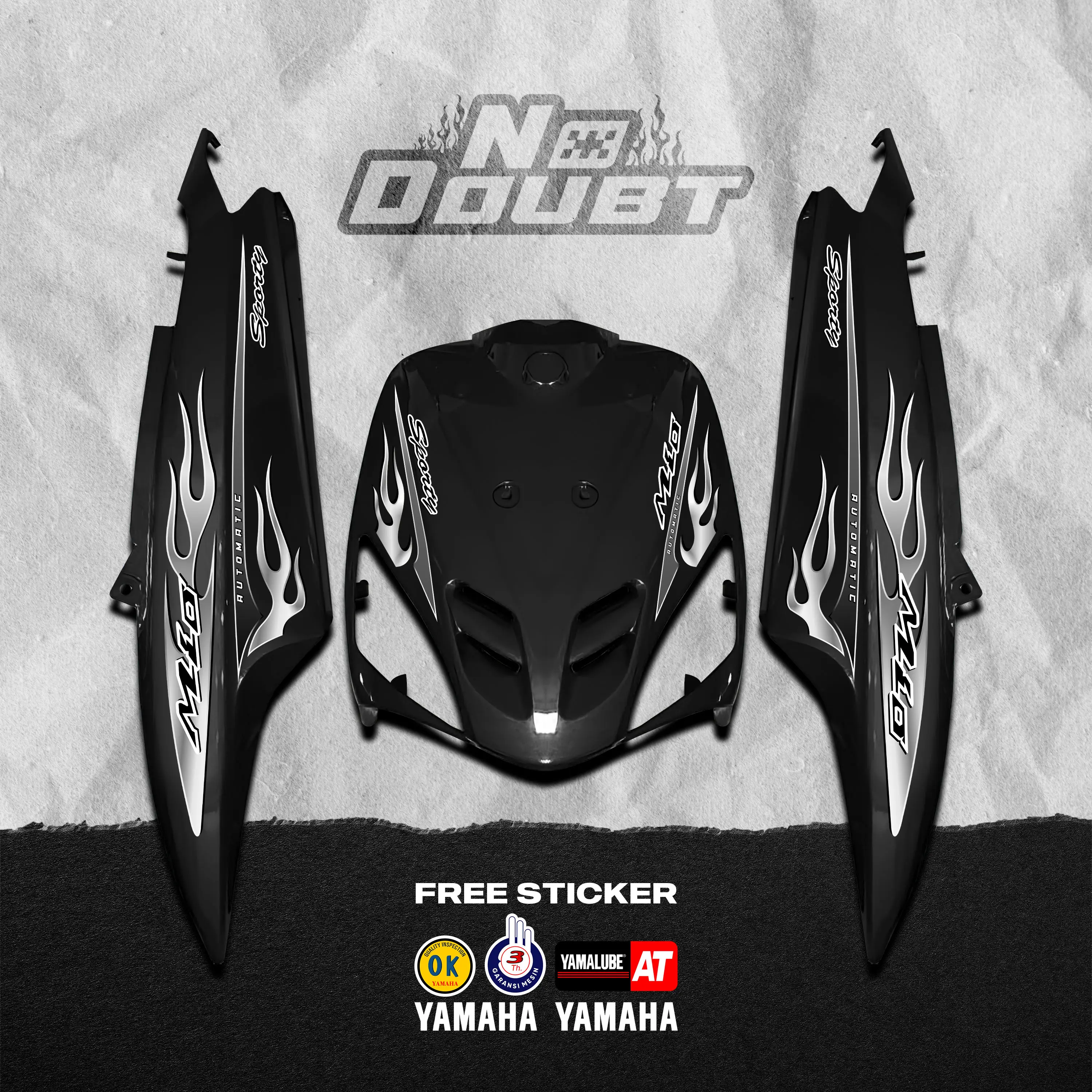 STRIPING MIO SPORTY CUSTOM FLAME - BLACK BODY