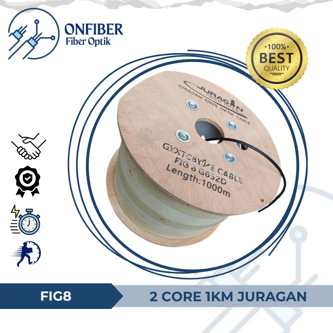 KU 2 Core Fig8 G652D 1KM | Kabel FO Bulat 2 Core Figure 8 Panjang 1000 M Juragan FO