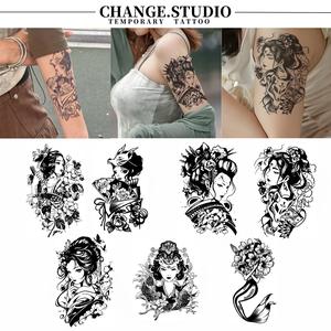 Hình Xăm Cánh Tay Hoa, Phong Cách Nhật Bản, Hình Xăm Tạm Thời, Kéo Dài Trong 15 Ngày, Không Thấm Nước, Không Lo Bị Ma Sát, Với Miếng Dán Hình Xăm