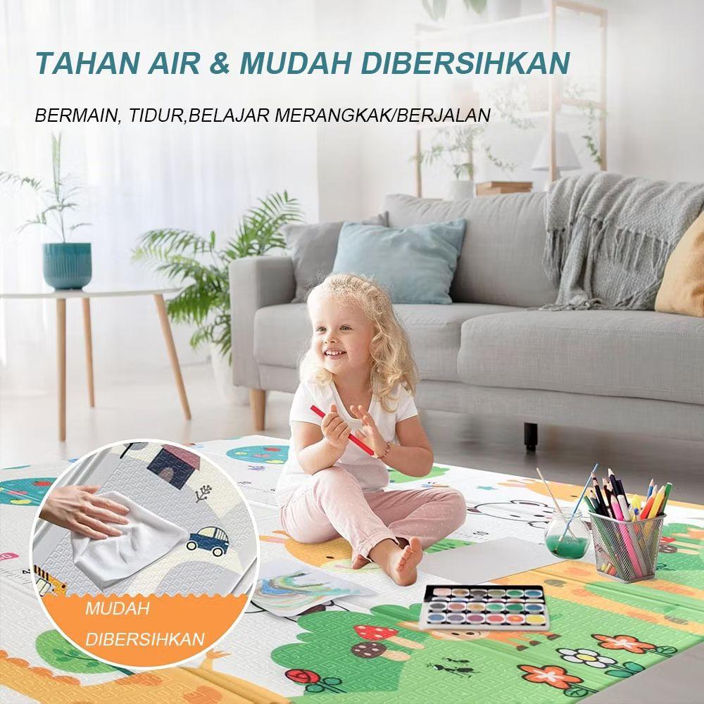 Playmate Bayi Karpet Lipat Motif 200x180cm & 120x180cm Tebal 8-15mm Matras Lipat SNI untuk Kegiatan Bayi Bantal Empuk Tikar Puzzle Stok Ready
