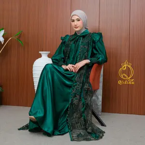 Dress Qisti Series 6 Gaun set outer bisa lepas pasang Gamis Wanita Elegan Busana Muslim Maxmara brokat Mutif Terbaru Pakaian Wanita Luxury dengan Desain Unik dan Menarik Mewah