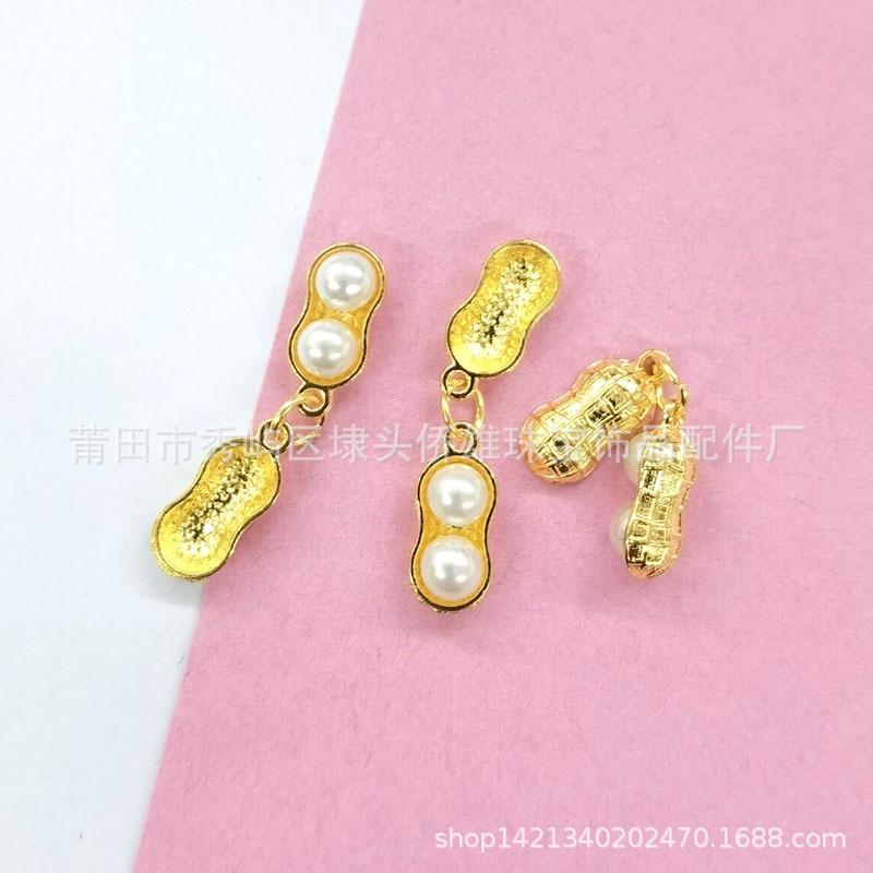 Mặt dây trang sức hình hạt phỉ, màu vàng ánh kim, đính ngọc trai giả, phụ kiện…